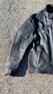 Vintage Mens Unik Ultra Black Leather Motorcycle Biker Liner & Jacket 46