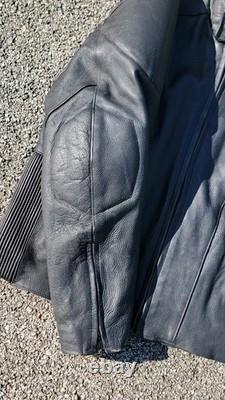 Vintage Mens Unik Ultra Black Leather Motorcycle Biker Liner & Jacket 46
