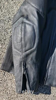 Vintage Mens Unik Ultra Black Leather Motorcycle Biker Liner & Jacket 46