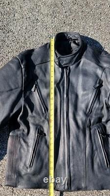 Vintage Mens Unik Ultra Black Leather Motorcycle Biker Liner & Jacket 46
