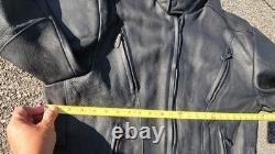 Vintage Mens Unik Ultra Black Leather Motorcycle Biker Liner & Jacket 46