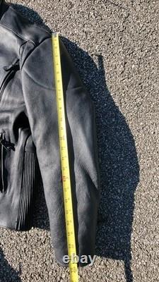 Vintage Mens Unik Ultra Black Leather Motorcycle Biker Liner & Jacket 46