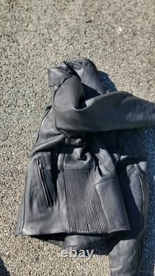 Vintage Mens Unik Ultra Black Leather Motorcycle Biker Liner & Jacket 46