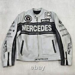 Vintage Mercedes-Benz Racing Jacket Cowhide Leather Moto Bomber F1 MotoGP M