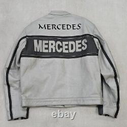 Vintage Mercedes-Benz Racing Jacket Cowhide Leather Moto Bomber F1 MotoGP M
