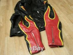 Vintage Michael Hoban North Beach Jacket Flames size 9/10 womens motorcycle moto