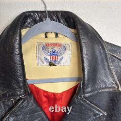 Vintage Motorcycle Black Leather Jacket UNIQUE! Distressed Perfecto-Style Biker