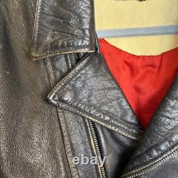 Vintage Motorcycle Black Leather Jacket UNIQUE! Distressed Perfecto-Style Biker