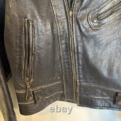 Vintage Motorcycle Black Leather Jacket UNIQUE! Distressed Perfecto-Style Biker