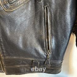 Vintage Motorcycle Black Leather Jacket UNIQUE! Distressed Perfecto-Style Biker