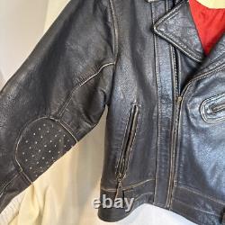 Vintage Motorcycle Black Leather Jacket UNIQUE! Distressed Perfecto-Style Biker