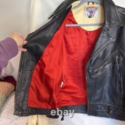 Vintage Motorcycle Black Leather Jacket UNIQUE! Distressed Perfecto-Style Biker