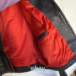 Vintage Motorcycle Black Leather Jacket UNIQUE! Distressed Perfecto-Style Biker