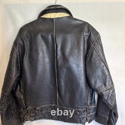 Vintage Motorcycle Black Leather Jacket UNIQUE! Distressed Perfecto-Style Biker