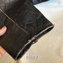 Vintage Motorcycle Black Leather Jacket UNIQUE! Distressed Perfecto-Style Biker