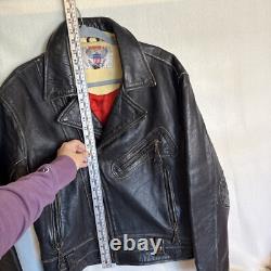 Vintage Motorcycle Black Leather Jacket UNIQUE! Distressed Perfecto-Style Biker