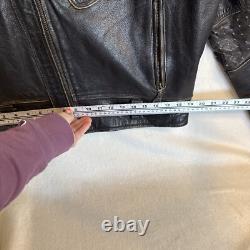Vintage Motorcycle Black Leather Jacket UNIQUE! Distressed Perfecto-Style Biker
