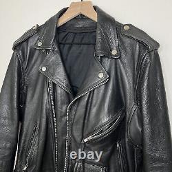 Vintage Motorcycle Heavy Thick Leather Jacket with Belt, No Tags, Men's S/M