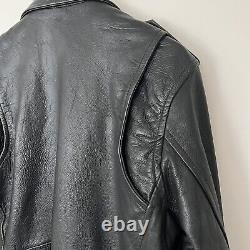 Vintage Motorcycle Heavy Thick Leather Jacket with Belt, No Tags, Men's S/M
