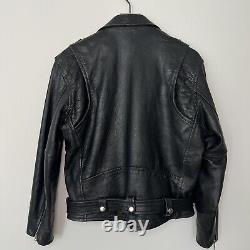 Vintage Motorcycle Heavy Thick Leather Jacket with Belt, No Tags, Men's S/M
