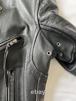 Vintage Motorcycle Heavy Thick Leather Jacket with Belt, No Tags, Men's S/M
