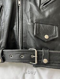 Vintage Motorcycle Heavy Thick Leather Jacket with Belt, No Tags, Men's S/M