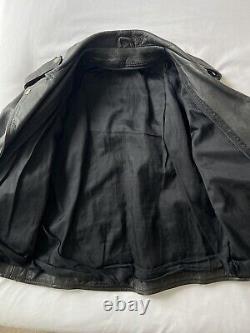 Vintage Motorcycle Heavy Thick Leather Jacket with Belt, No Tags, Men's S/M