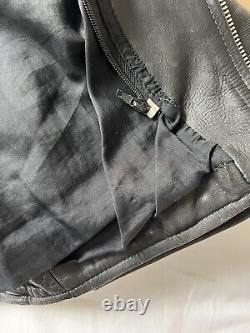 Vintage Motorcycle Heavy Thick Leather Jacket with Belt, No Tags, Men's S/M