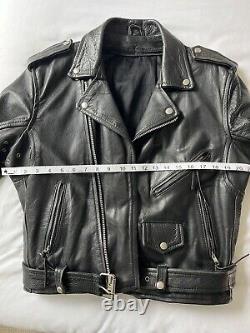 Vintage Motorcycle Heavy Thick Leather Jacket with Belt, No Tags, Men's S/M