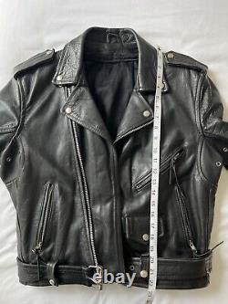 Vintage Motorcycle Heavy Thick Leather Jacket with Belt, No Tags, Men's S/M