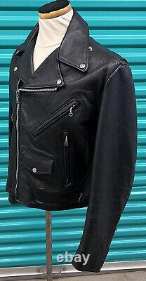 Vintage Motorcycle Jacket 42 Black Leather Excelled 23x26 USA Biker