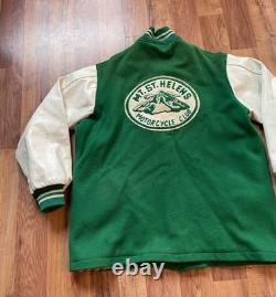 Vintage Mt St Helens Motorcycle Club Jacket Kola Varsity Wool Green Size XL