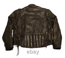 Vintage NEW AGE (Brand) Black Leather Jacket Sz 40 Motorcycle Biker Punk Rock EX