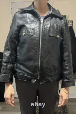 Vintage NYPD Police Black Horsehide Leather Jacket by Miklos Sas