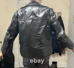 Vintage NYPD Police Black Horsehide Leather Jacket by Miklos Sas