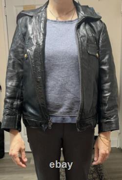 Vintage NYPD Police Black Horsehide Leather Jacket by Miklos Sas