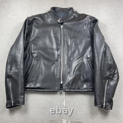 Vintage Natal Leather Jacket Mens 56 Black Made USA Motorcycle Patch Biker 80s