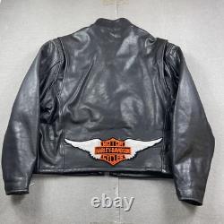 Vintage Natal Leather Jacket Mens 56 Black Made USA Motorcycle Patch Biker 80s