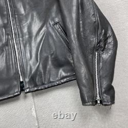Vintage Natal Leather Jacket Mens 56 Black Made USA Motorcycle Patch Biker 80s