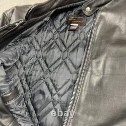 Vintage Natal Leather Jacket Mens 56 Black Made USA Motorcycle Patch Biker 80s