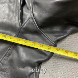 Vintage Natal Leather Jacket Mens 56 Black Made USA Motorcycle Patch Biker 80s