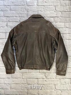 Vintage Nautica S/M 90s Brown Biker Motorcycle Leather Flight Bomber Jacket