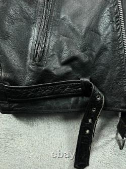 Vintage New Age Echtes Leder Futter Leather Motorcycle Jacket Mens 54 Black