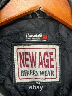 Vintage New Age Echtes Leder Futter Leather Motorcycle Jacket Mens 54 Black