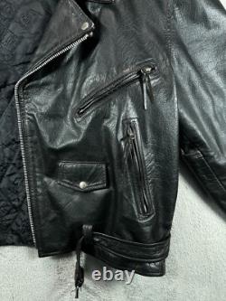 Vintage New Age Echtes Leder Futter Leather Motorcycle Jacket Mens 54 Black