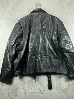 Vintage New Age Echtes Leder Futter Leather Motorcycle Jacket Mens 54 Black