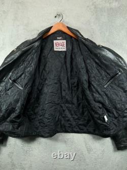 Vintage New Age Echtes Leder Futter Leather Motorcycle Jacket Mens 54 Black
