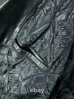 Vintage New Age Echtes Leder Futter Leather Motorcycle Jacket Mens 54 Black