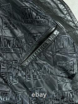 Vintage New Age Echtes Leder Futter Leather Motorcycle Jacket Mens 54 Black