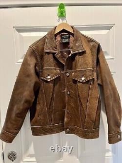 Vintage Nordstrom Leather Trucker Jacket Men's Size Large 80s 90s